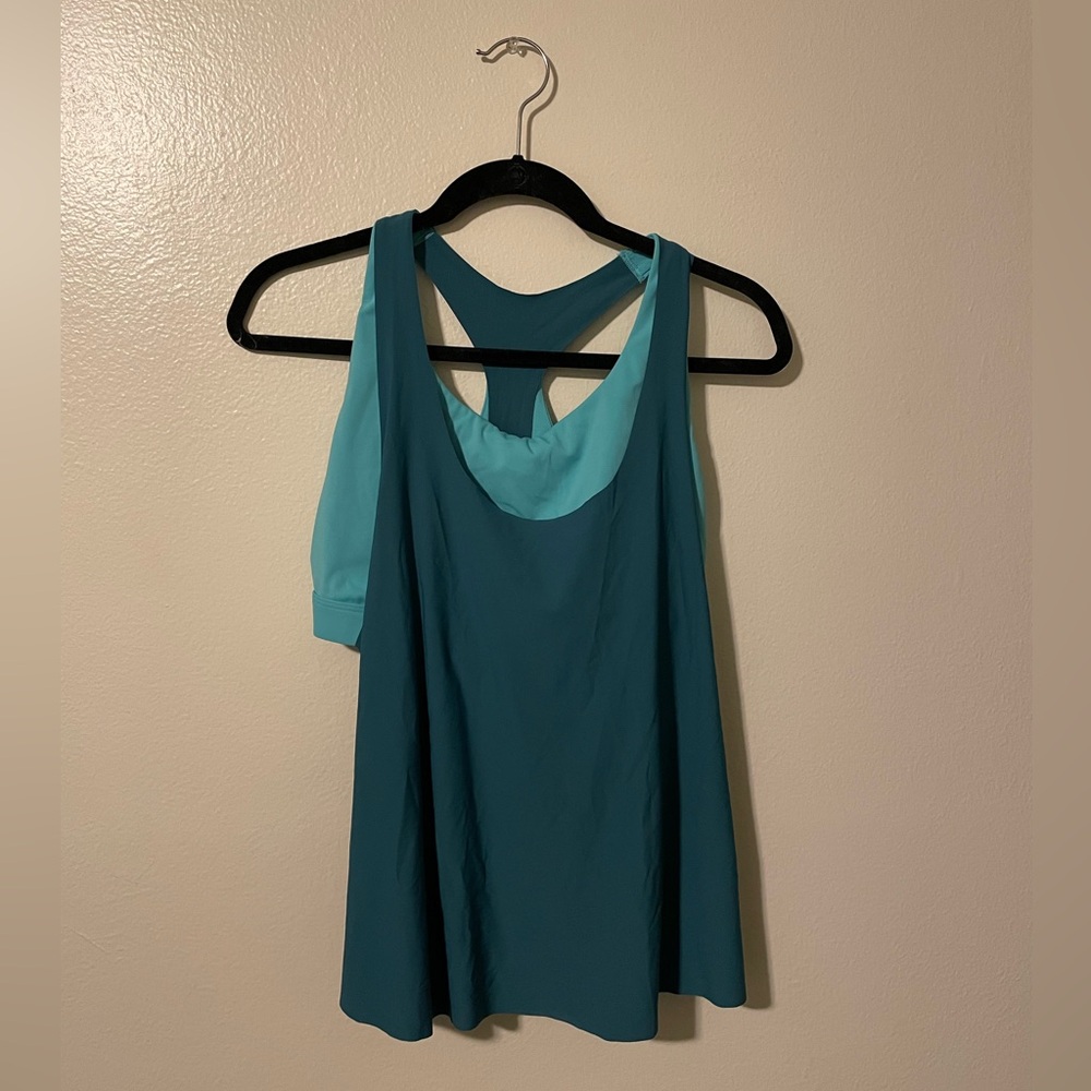 Athleta Built-In Bra Athletic Tank Top, Blue, Size L